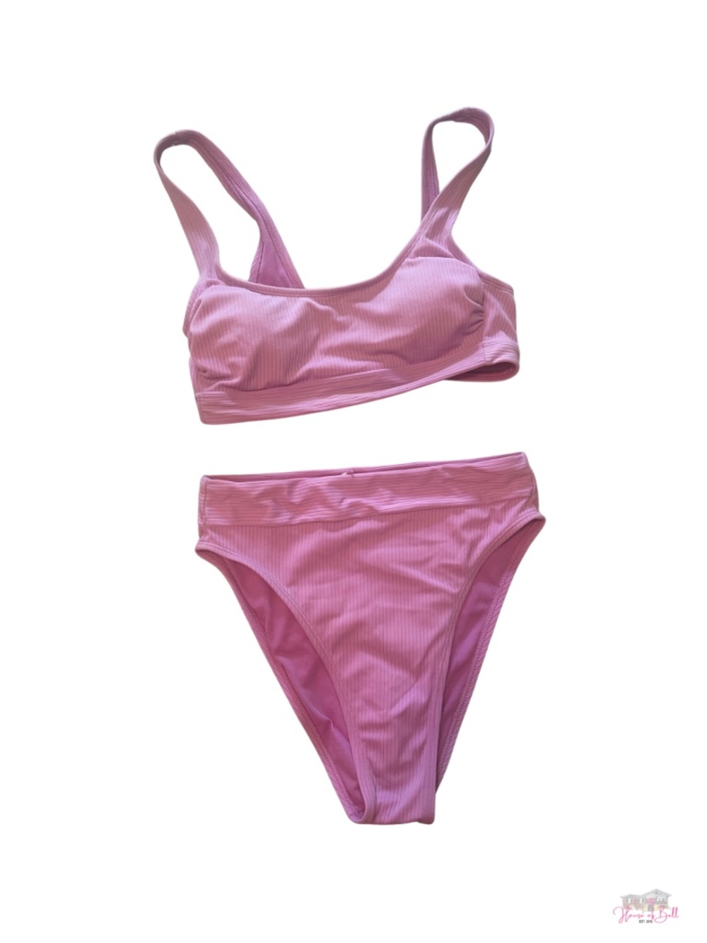 Stoney Clover Lane x Target Pink Ribbed Bikini Set Size S High Waist